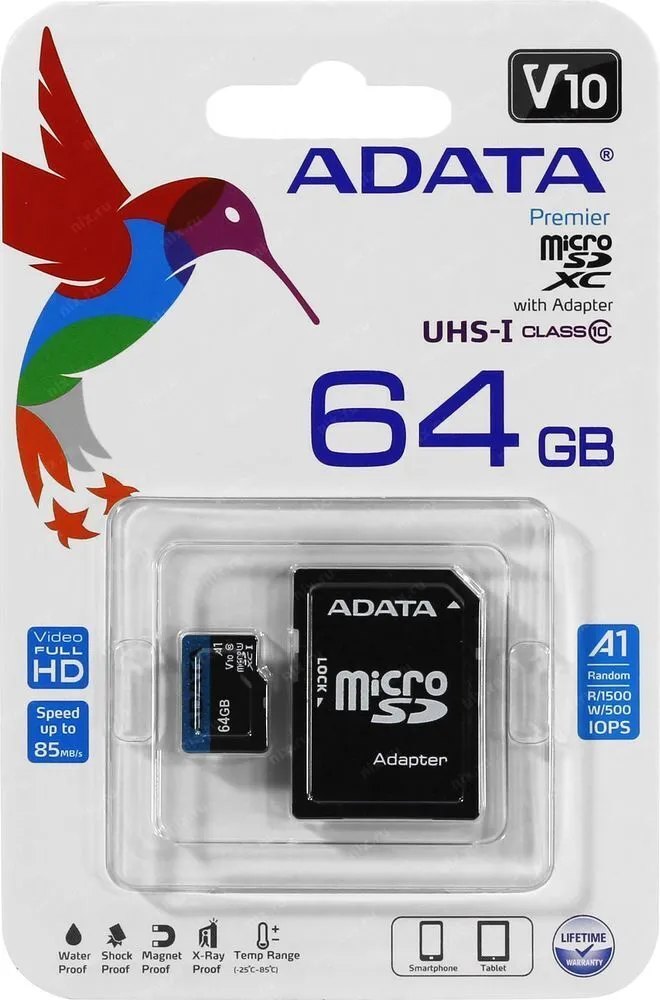 Карта памяти microSDXC ADATA Premier USDX64GUICL10A1-RA14 (64Gb) фото-3