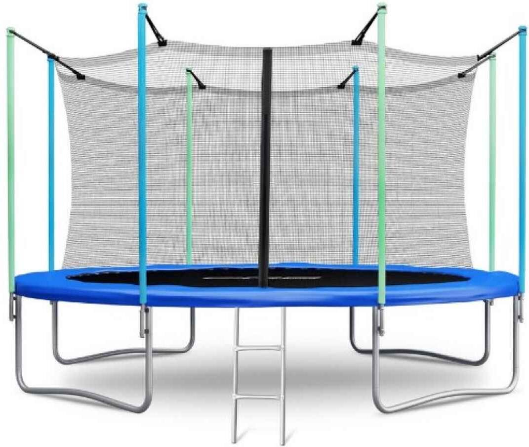 Батут Atlas Sport 374 см (12ft) с внутренней сеткой и лестницей BLUE - фото1