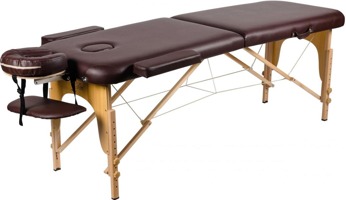 Массажный стол Atlas Sport складной 2-с 60 см деревянный + сумка в подарок (коричневый) - фото1 Массажный стол Atlas Sport складной 2-с 60 см деревянный + сумка в подарок (коричневый) - фото1