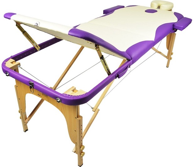 Массажный стол Atlas Sport складной 3-с деревянный 70 см (кремово-фиолетовый) фото-3 Массажный стол Atlas Sport складной 3-с деревянный 70 см (кремово-фиолетовый) фото-3