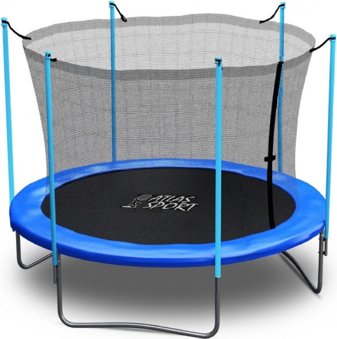 Батут Atlas Sport 252 см (8ft) с внутренней сеткой и лестницей BLUE - фото1