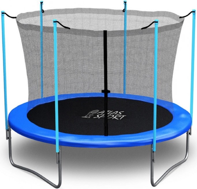 Батут Atlas Sport 252 см (8ft) с внутренней сеткой и лестницей BLUE - фото2