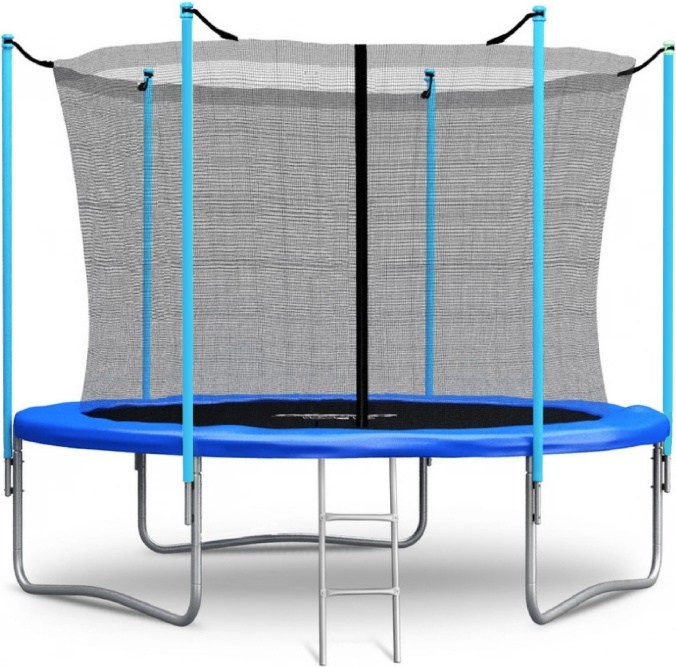 Батут Atlas Sport 252 см (8ft) с внутренней сеткой и лестницей BLUE фото-3
