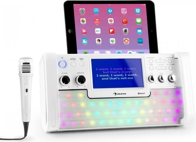 Караоке-система Auna DiscoFever LED Bluetooth 7 "TFT-Screen CD USB White УЦЕНКА-БРАК - фото1 Караоке-система Auna DiscoFever LED Bluetooth 7 "TFT-Screen CD USB White УЦЕНКА-БРАК - фото1
