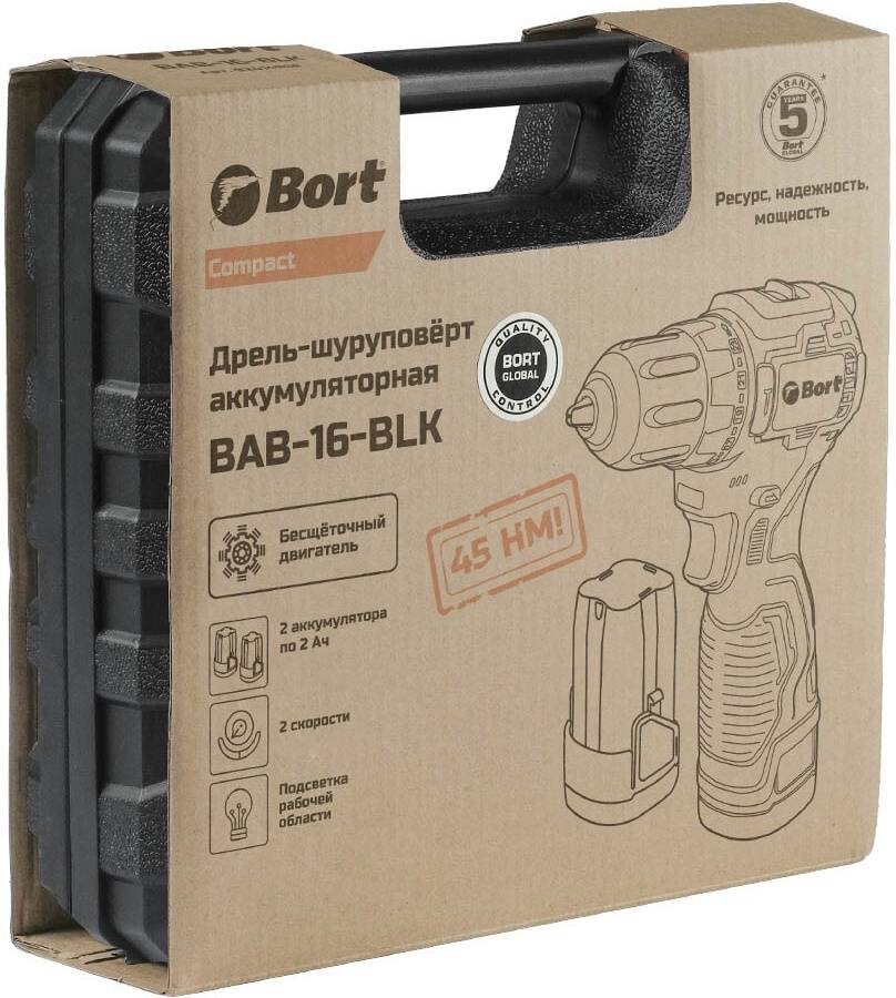 Дрель-шуруповерт Bort BAB-16-BLK фото-3