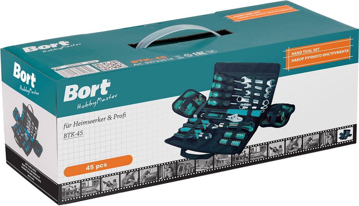 Универсальный набор инструментов Bort BTK-45 (45 предмета) фото-3 Универсальный набор инструментов Bort BTK-45 (45 предмета) фото-3