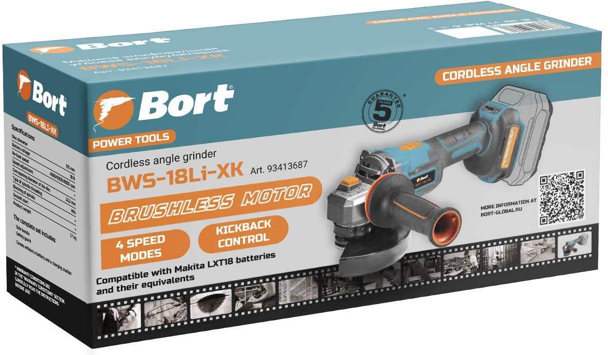 Угловая шлифмашина Bort BWS-18Li-XK фото-3