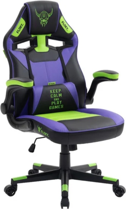 Кресло геймерcкое FLOKY Asgard (фиолетовый зеленый) - фото1