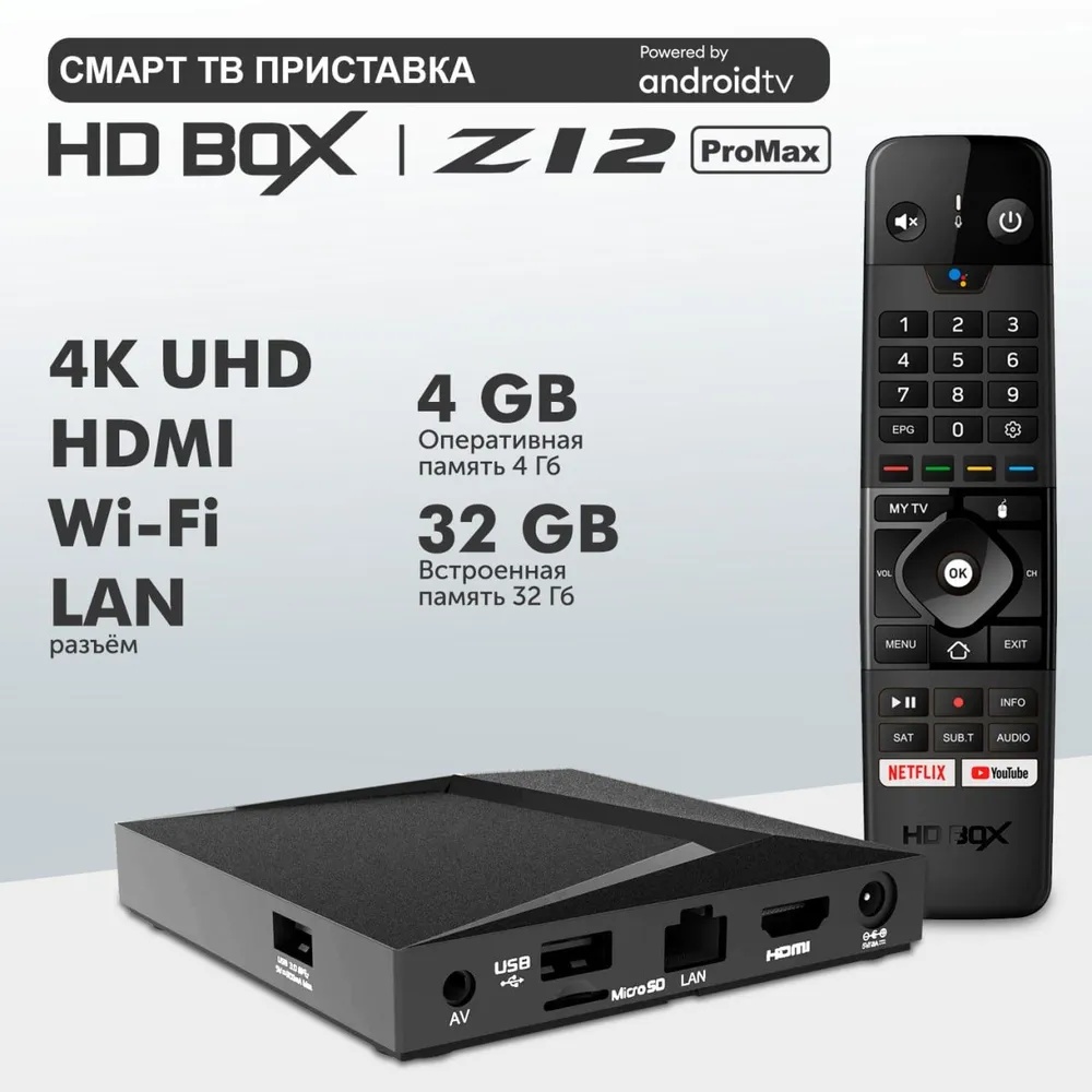 Смарт приставка HD BOX Z12Pro MAX 4K 4/32Гб - фото2 Смарт приставка HD BOX Z12Pro MAX 4K 4/32Гб - фото2