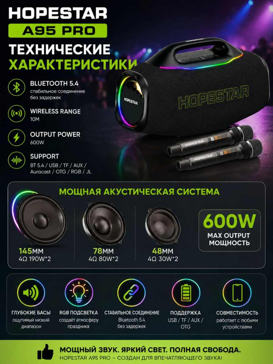 Колонка беспроводная Hopestar A95 Pro - фото2