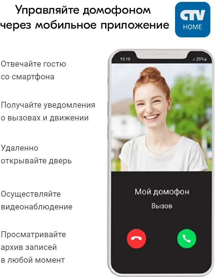 Видеодомофон CTV iM1030W Cloud 10 (черный) - фото2 Видеодомофон CTV iM1030W Cloud 10 (черный) - фото2