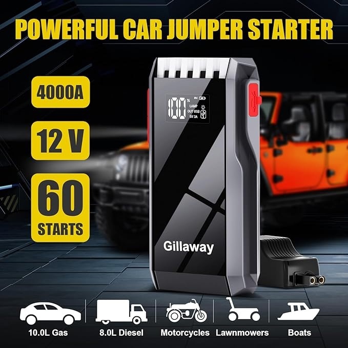 Пуско-зарядное устройство Jump Starter Gillaway 012 пусковой ток 400-800A - фото2 Пуско-зарядное устройство Jump Starter Gillaway 012 пусковой ток 400-800A - фото2