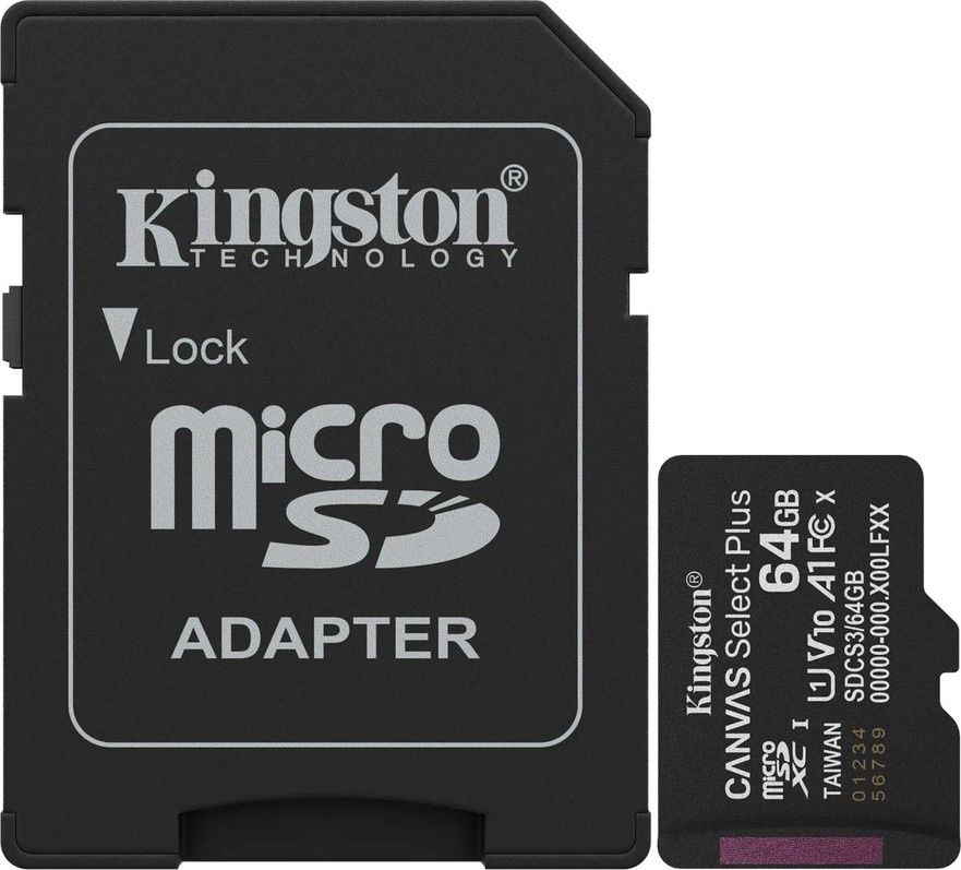 Карта памяти microSDXC Kingston Canvas Select Plus Gen3 SDCS3 (64Gb) - фото1 Карта памяти microSDXC Kingston Canvas Select Plus Gen3 SDCS3 (64Gb) - фото1