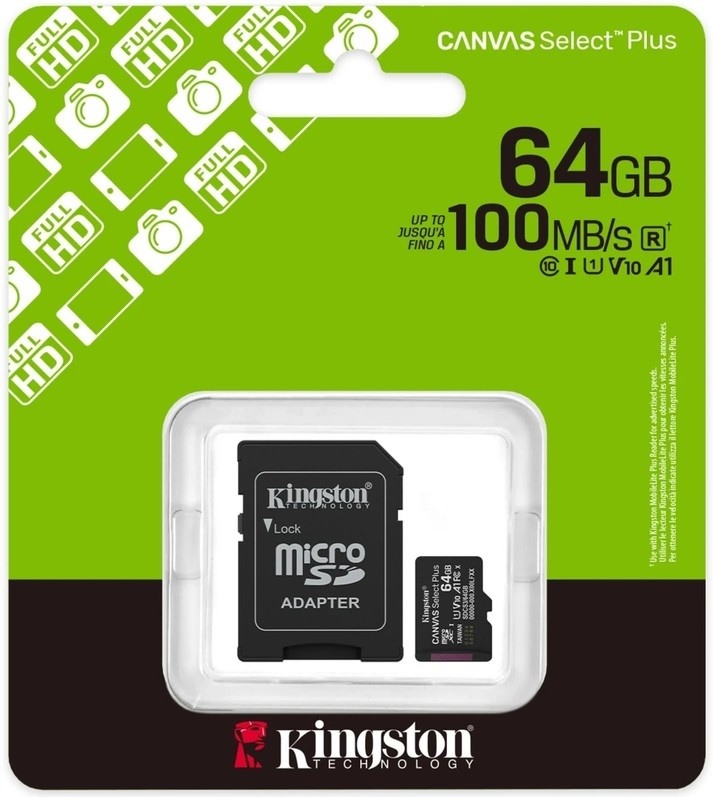 Карта памяти microSDXC Kingston Canvas Select Plus Gen3 SDCS3 (64Gb) фото-3 Карта памяти microSDXC Kingston Canvas Select Plus Gen3 SDCS3 (64Gb) фото-3