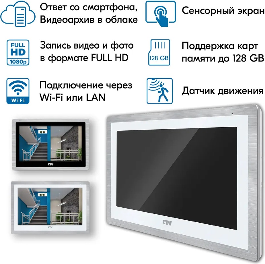 Видеодомофон CTV M5102 AHD c Wifi (черный) - фото2 Видеодомофон CTV M5102 AHD c Wifi (черный) - фото2