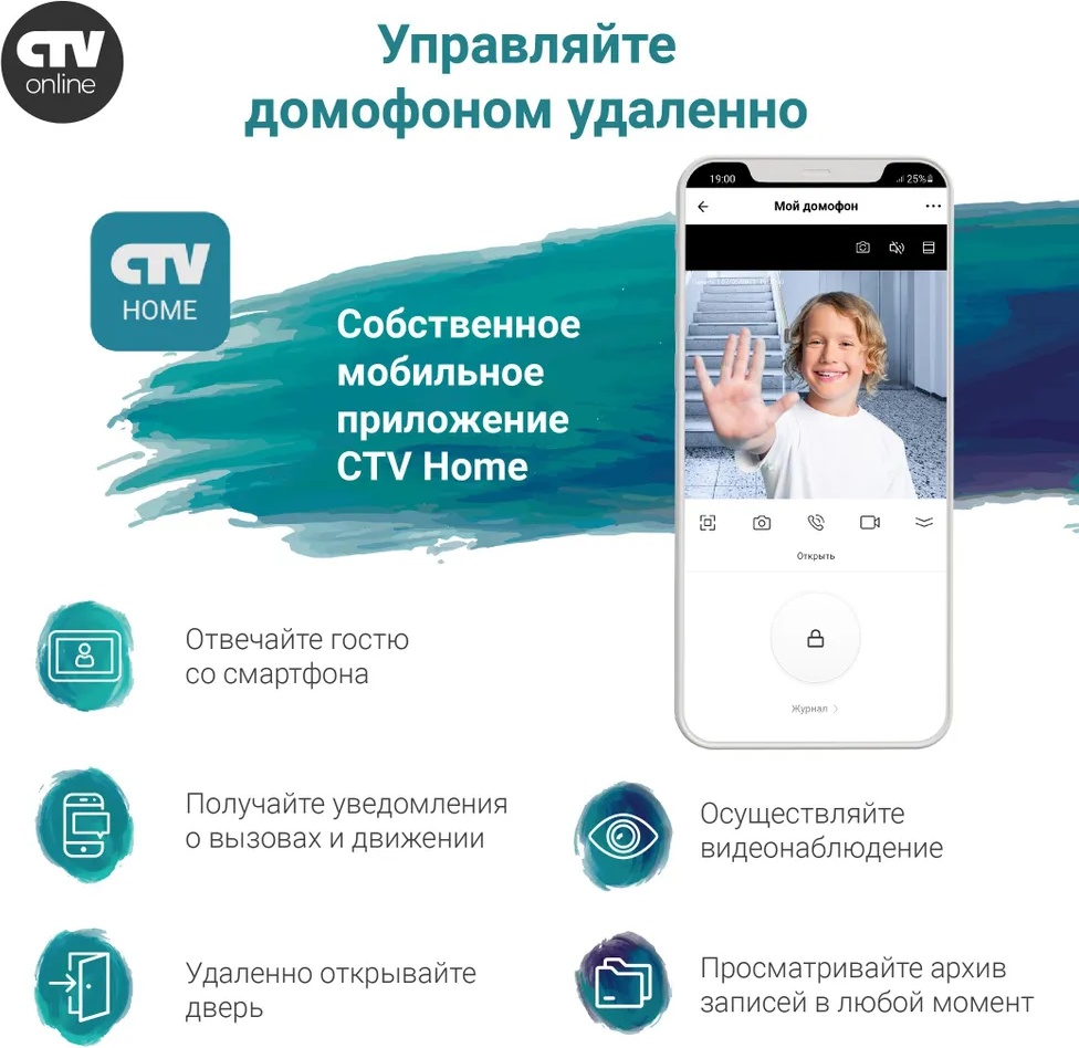 Видеодомофон CTV M5708 Image AHD c Wifi (белый) - фото2 Видеодомофон CTV M5708 Image AHD c Wifi (белый) - фото2