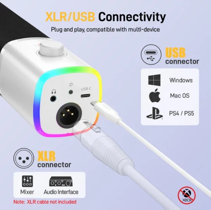 Микрофон Maono PD100X (белый) - фото2 Микрофон Maono PD100X (белый) - фото2