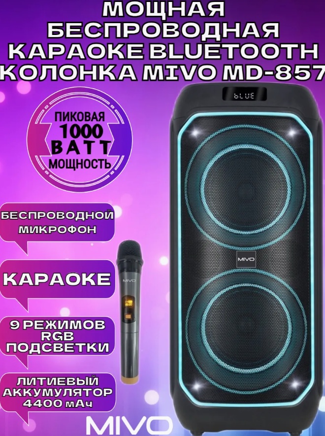 Напольная беспроводная колонка Mivo MD-857 с караоке фото-3