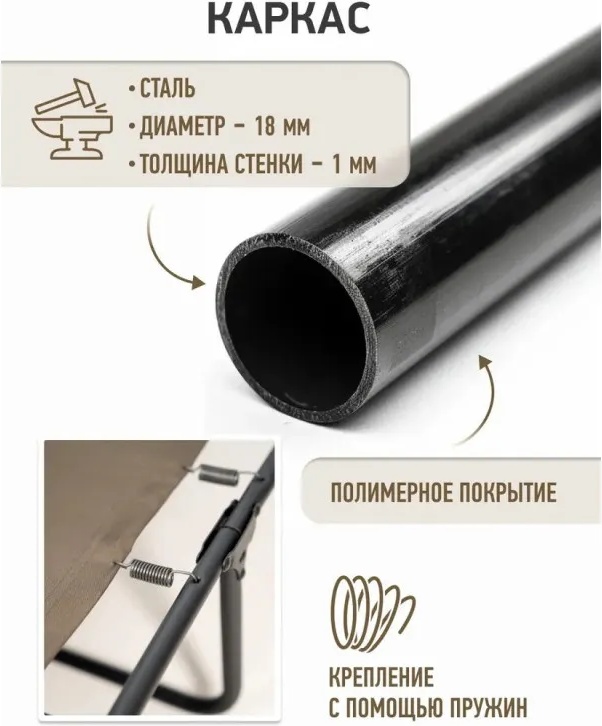 Раскладушка MishLex 192x65 см + тюфяк (хаки) фото-3