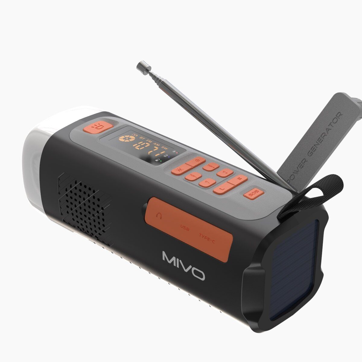 Многофункциональный автономный FM радио приемник с мощным фонариком Mivo MR-002 фото-3