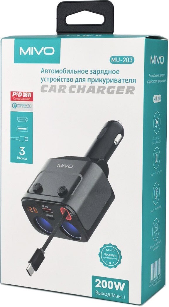 Автомобильный разветвитель прикуривателя Mivo MU-203  фото-3