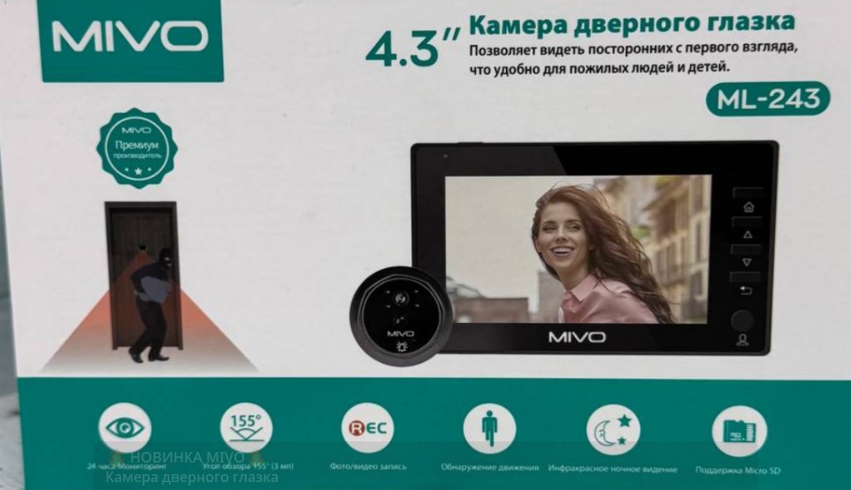 Беспроводной Wi-Fi дверной звонок с глазком Mivo ML-243 - фото1 Беспроводной Wi-Fi дверной звонок с глазком Mivo ML-243 - фото1