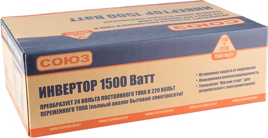 Инвертор СОЮЗ PI-1500W/24V фото-3