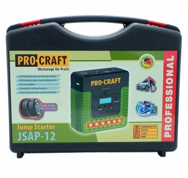 Пуско-зарядное устройство с компрессором ProCraft JSAP12, 12000 мАч фото-3