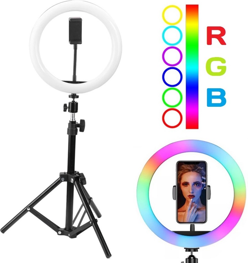 Кольцевая лампа светодиодная RGB MJ33  33см - фото2