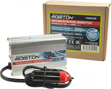 Инвертор 12V-220V ROBITON CN200USB 200W - фото2