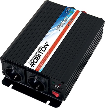 Инвертор 12V-220V ROBITON R1000 1000W с двумя евро-розетками Инвертор 12V-220V ROBITON R1000 1000W с двумя евро-розетками