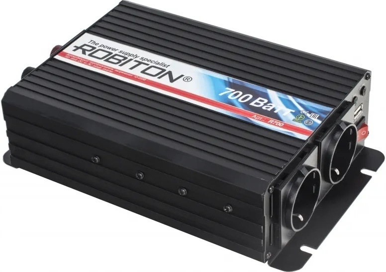 Инвертор 12V-220V ROBITON R700 700W с двумя евро-розетками Инвертор 12V-220V ROBITON R700 700W с двумя евро-розетками