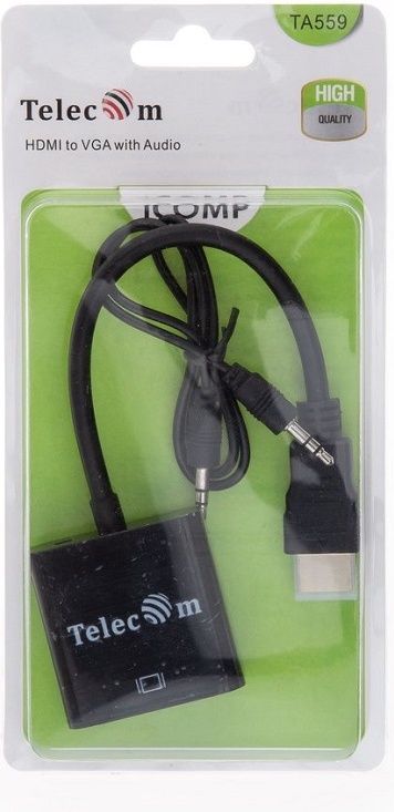 Кабель-переходник HDMI(M) - VGA(F)+аудио Telecom TA559 - фото2 Кабель-переходник HDMI(M) - VGA(F)+аудио Telecom TA559 - фото2