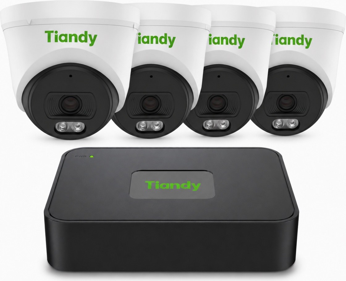 Комплект IP видеонаблюдения Tiandy на 4 камеры 4Mp (внутренний) - фото1