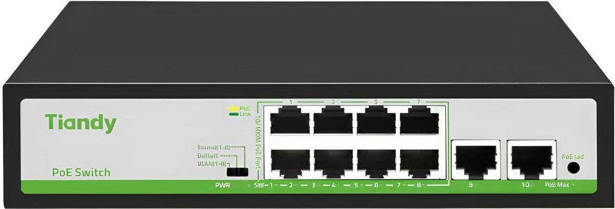 Коммутатор Tiandy TC-P3S010 Spec:F/0820/AT/90 (8хPoE+, 2хRJ45) - фото1