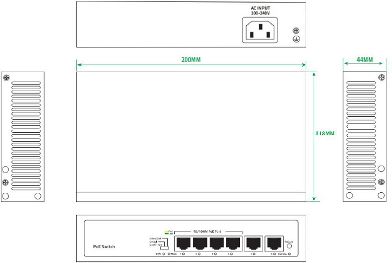 Коммутатор Tiandy TC-P3S06 Spec:F/0420/AT/55 (4хPoE, 2хRJ45) - фото2