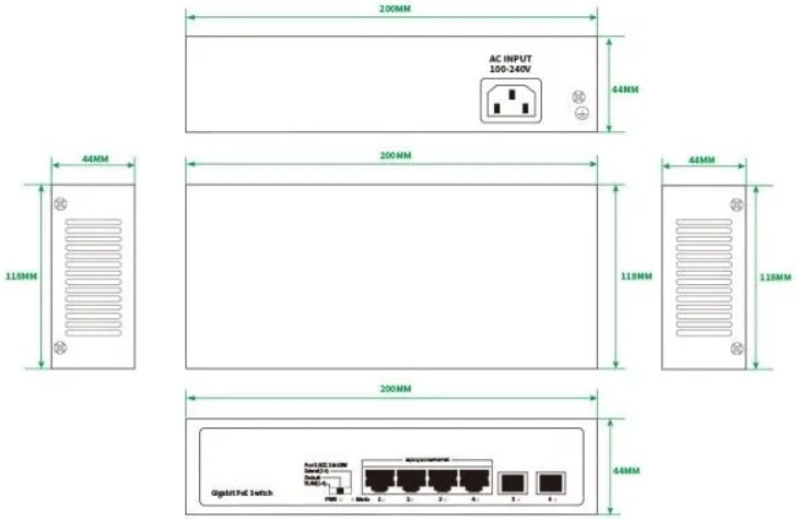 Коммутатор Tiandy TC-P3S06 Spec:H/0402/AT/60 (4хPoE, 2хSFP) фото-2 Коммутатор Tiandy TC-P3S06 Spec:H/0402/AT/60 (4хPoE, 2хSFP) фото-2