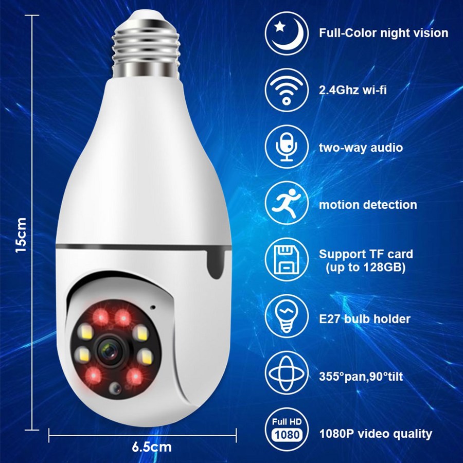 Беспроводная поворотная Wi-Fi IP камера XPX V380 E27 - фото2 Беспроводная поворотная Wi-Fi IP камера XPX V380 E27 - фото2