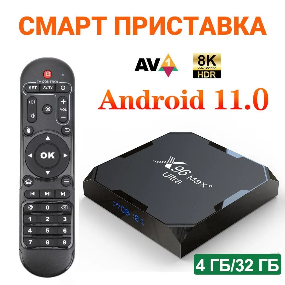 Смарт тв приставка X96 MAX+ ULTRA 4+32GB LAN 100M - фото1 Смарт тв приставка X96 MAX+ ULTRA 4+32GB LAN 100M - фото1