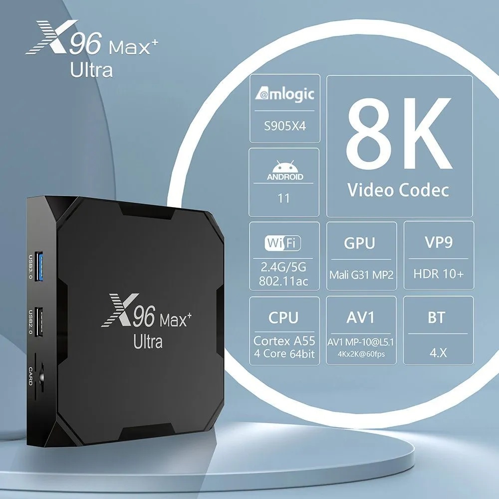 Смарт тв приставка X96 MAX+ ULTRA 4+32GB LAN 100M - фото2 Смарт тв приставка X96 MAX+ ULTRA 4+32GB LAN 100M - фото2